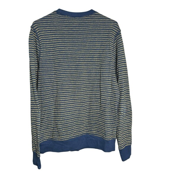 J.Crew Long-Sleeve Textured Sweater-Tee in Navy Gold Stripe US Men's‎ Medium M - Picture 10 of 12